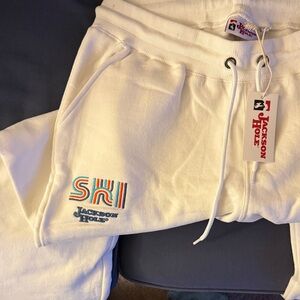 “Ski” White Jogger Sweatpants from Jackson Hole